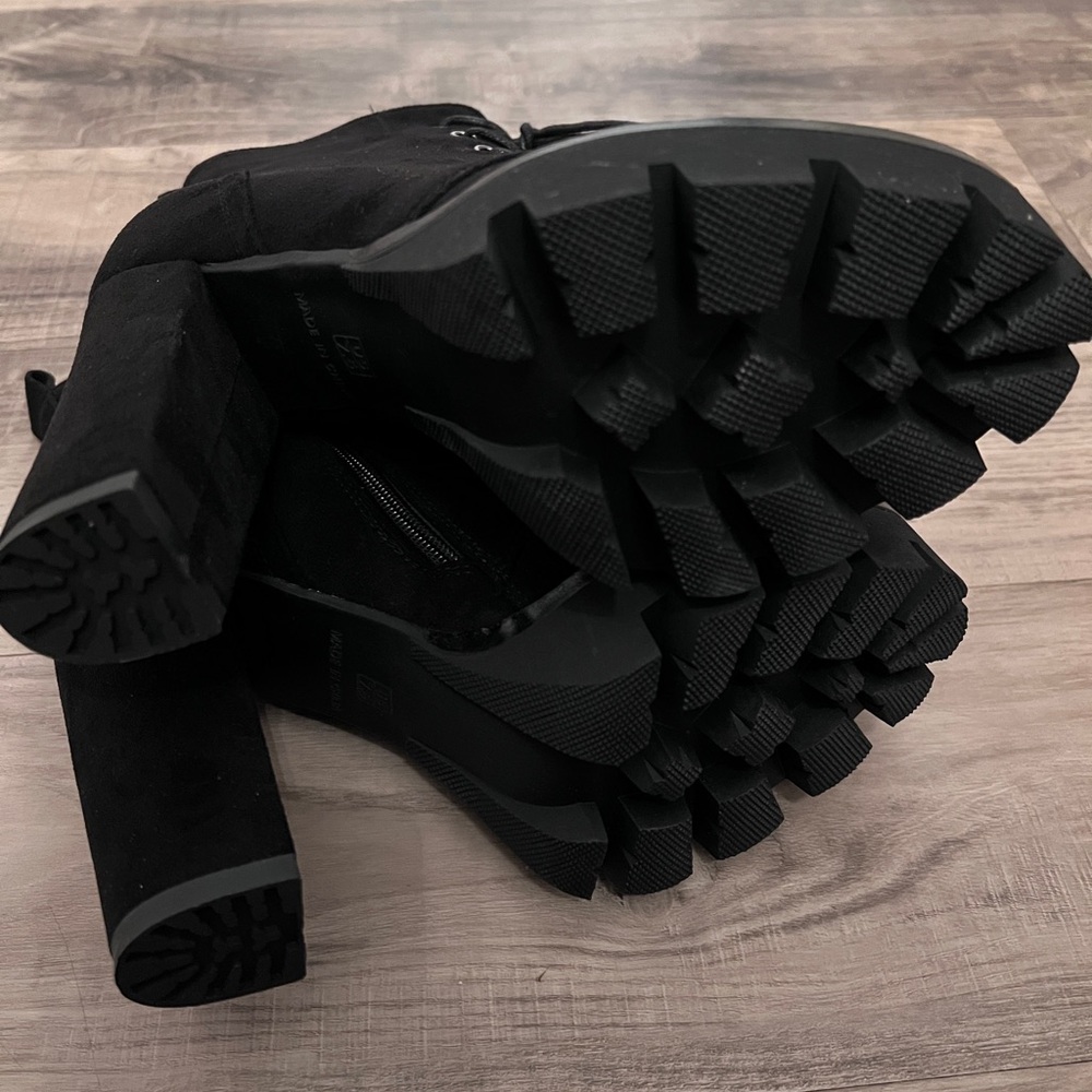 Black Lace-Up Ankle Boots - Picture 4 of 5